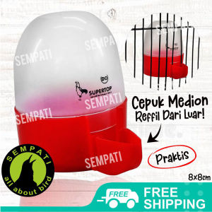 SEMPATI Tempat Minum Burung Wadah Pakan Minum Burung Ayam Bebek Unggas Medion Wadah Bulat Tempat Makanan Minum Burung Lovebird Nuri Paruh Bengkok Kelinci Sugar Glider Unggas