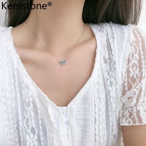 Kemstone 925 Silver Elegant Rose Gold Silver Plated Crystal Pendant Necklace Jewelry Gift for Women Female
