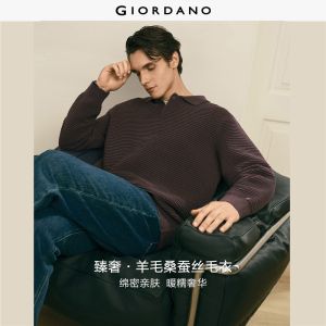 Giordano Men G+ embroidery polo collar sweater Free Shipping 01056805