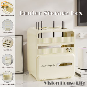 Vision WiFi Router Storage Box Multi Layer Cable Socket Wire Organizer Household  Cable Power Plug Wire Basket Wire Board Cable Management Basket Dust-proof