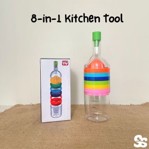 8-in-1 Kitchen Tool Set - Funnel Juicer Grater Masher Grinder Measuring Cup Egg Separator