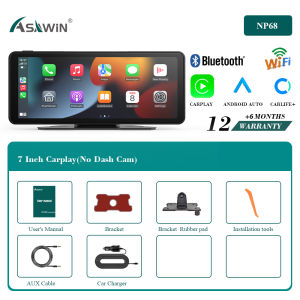 CarPlay 4K Dash Cam Asawin CP68 WIFI Bluetooth Wireless Apple Carplay & Android Auto with Front 4k 1080P Backup Camera  night vision  24-hour parking monitoring