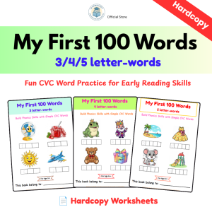 LearnBuddy My First 100 Words 3/4/5 Letter Words Phonics CVC & Simple Grammar Preschool Vocabulary