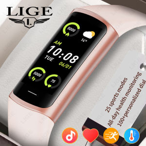 LIGE Smart Watch For Men Outdoor Sport Smart Bracelet Fitness Tracker AMOLED Screen Waterproof Smart Women Bracelet For Android IOS