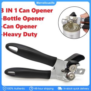 3 In 1 Can Opener Heavy Duty Stainless Steel Professional Tin Can Opener Kitchen Gadgets