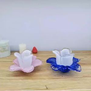 FFBH Colored Glass Candlestick Flower Petal Candle Cup Candle Holder Tulip Candelabros Wedding Centerpieces Home Decoration T2Y7B