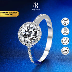 RoyStone - Cincin Wanita Moissanite Sertifikat GRA Original Lapis Emas - Fleur Ring