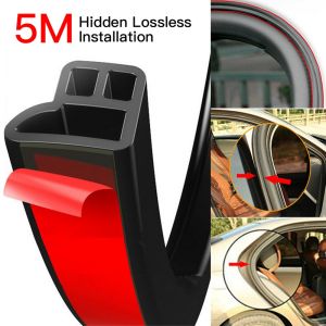 Car Door Rubber Seal Strips Auto Double Layer Sealing Covers Stickers Door Trunk Sound Insulation Weatherstrip Interior Accessories
