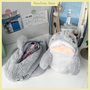 [PureZone] Cute Plush Shark Pencil Case Student Stationery School Supplies Kawaii Doll Back To School Storage Bag Pen Bag Stationery