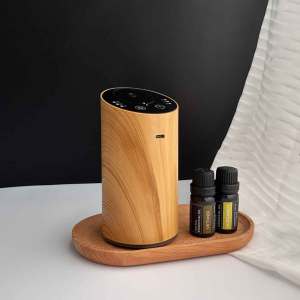 FLOWEROMA Rechargeable Waterless Woodgrain Essential Oil Diffuser Wireless Aroma Diffuser With Timer Function Air Purifying Fragrance Machine For Home Office Gift