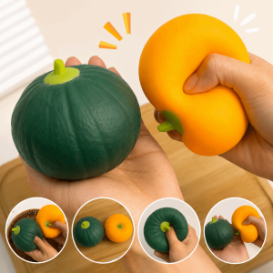 LIVELYN Green Yellow Squeeze Stress Balls Slow Rebound Simulation Pumpkin Decompression Toys Soft TPR Squishies Toy For Decompression