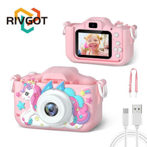 Unicorn Kids Toy Cameras 1080P HD Video Camera 48MP Dual Camera With Silicone Cover 32GB Card Boy Girl Birthday Gifts