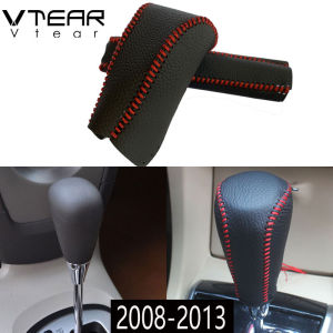 Vtear For Toyota VIOS / YARiS 2008-2020 AT Gear Shift Collars Handbrake Grips Interior car-Styling hand brake cover Hand-stitched accessoris