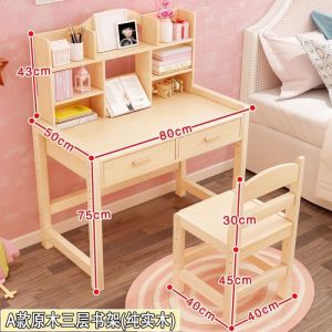[SG Sellers] Childrens Solid Wood Study TableHouseholdWriting Desk Chair SetDesk Bookshelf Set