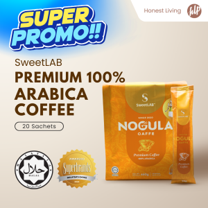 SweetLAB Nogula Caffe 100% Arabica 3 in 1 Instant Coffee | Halal | Low Sugar Diet (20 sachets/pouch) (EXP: 4 July 2027)