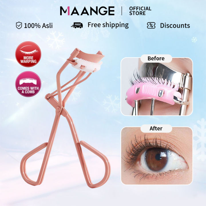 MAANGE Pink Eyelash Curler with Eyelash Comb Handheld Long Lasting