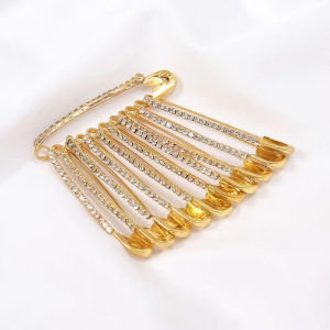 10Pcs Rhinestone Pin Silver Gold Safety Brooch Sweater Shawl Lapel Collar Clothing Accessory