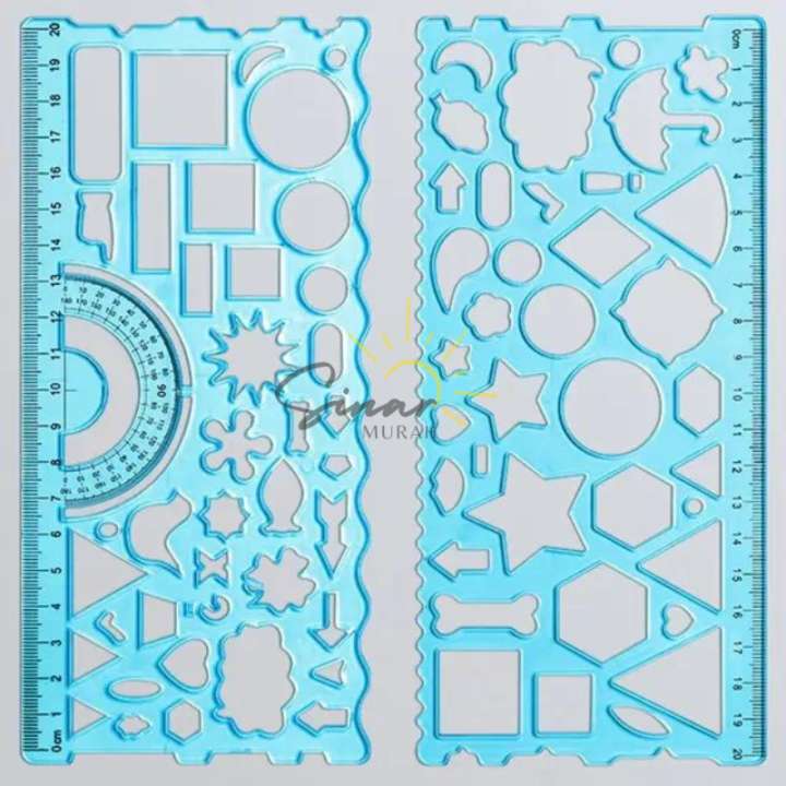 Penggaris Geometri Multifungsi 2 pcs Mal Flow Chart