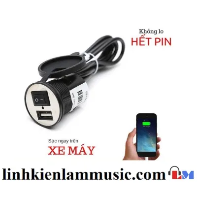 Sạc Xe Máy 2 Cổng USB và Sạc Xe Máy Có Công Tắc 1 Cổng USB. LKP