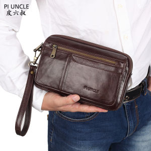 PIUNCLE High Quality Mens Leather Hand Bags Brand Genuine Leather Mens Fashion Clutch Bags Vintage Cowhide Totes Cell Phone Pouch Women Long Wallet Large Capacity Office Bag For Documents Multi-pocket Soft Cowhide Mobile Casual Women Money Cards Purse