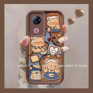 ใหม่ เคส Phone Case VIVO V50 Y29 Y39 VIVOV50 4G 5G ลายการ์ตูนน่ารักขนาด Ins ลายการ์ตูนแฟชั่นบิสกิตหนังแกะ เคสโทรศัพท์ กันตกพร้อมตุ๊กตาและสายคล้อง Cover 2025