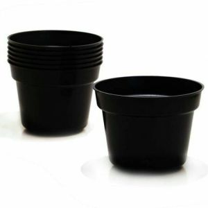 pot bunga tanaman plastik hitam 40cm - POLOS 40 HITAM