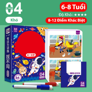 Đồ Chơi Sách Trí Tuệ Tìm Điểm Khác Biệt - Rèn Tư Duy Phân Biệt Màu Sắc / Hình Học Ghi Nhớ Cho Bé