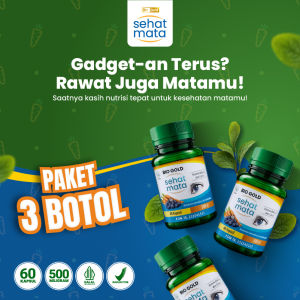 Bundle 3 Botol Kapsul Sehat Mata Bio Gold Ekstrak Bilberry & Wortel Atasi Mata Buram Minus Slinder