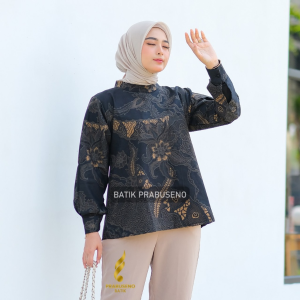 TUNIK KALIJAGA – Prabuseno Batik Wanita Modern Atasan Baju Lengan Panjang Premium Full Furing Pakaian Kemeja Kantor Adem dan Nyaman