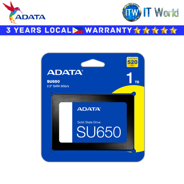 Itw Adata 1TB SSD SATA 3D NAND Ultimate SU650 (AD-ASU650SS-1TT-R)  Lazada PH