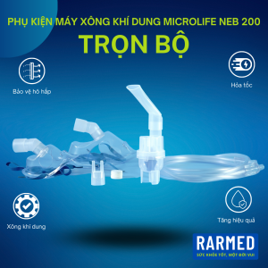 Bộ phụ kiện máy xông khí dung Microlife NEB 200 - Dây bầu xông đầu lọc mặt ống ngậm & hít