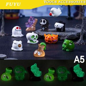 FUYU🔥🔥🔥 เครื่องประดับฟักทองฮาโลวีนเรืองแสง10-12ชิ้นรูปปั้นผีเรซินภูมิทัศน์ไมโครของขวัญตกแต่งเดสก์ท็อป