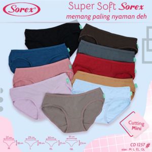 12 PCS / 3 Celana/ Dalam Wanita 1239 SERIES - SOREX - CUTTING MIDI - SUPER SOFT   BARAng oriugibnsl tewrjamun