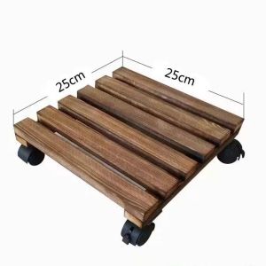 【Local Stock】Wood Plant Caddy Garden Square Dolly Plant Roller Flower Pot Rack Wheels Moving Caster Trolley Mobile Tray