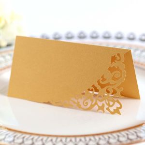STKE 10pcs Blank Wedding Table Place Cards Paper Cut Seat Card Birthday Party Supplies Folded Seating Number Card Wedding Birthday Party Decoration