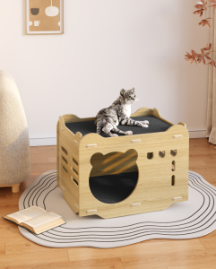 F&G Treadmill kucing peliharaan rol diam olahraga kebugaran kucing roda lari kayu solid mainan roda kucing