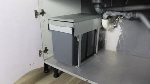 【eoxjk】ตู้อ่างล้างจานห้องครัว Compartmental ขยะสามารถดึงออกตู้ขยะสามารถตารางภายในประตูตู้ซ่อนถังขยะสามารถ