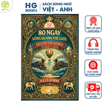 Sách Song ngữ 80 Ngày Vòng Quanh Thế Giới – Sách kinh điển có note từ vựng kèm file nghe