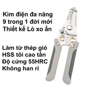 Kềm Tuốt Dây Điện Đa Năng 9 Trong 1 Phù Hợp Kích Cỡ Dây Từ 0.8 Đến 3.2mm Tiện Dụng