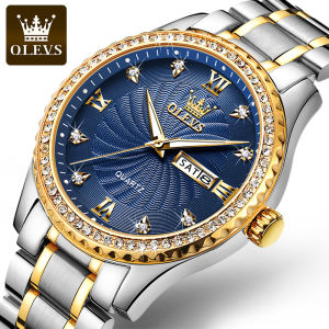 OLEVS 5565 Stainless Steel Band Quartz Watches For Men Business Waterproof Men Wristwatches Luminous Calendar Week Display