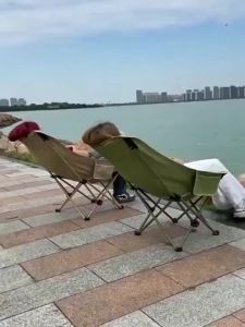 Camping Folding Chair 3-gears Adjustable High Back Moon Chair Load 200KG Outdoor Camping Equipment