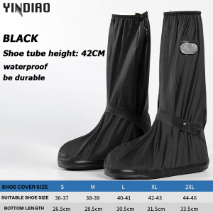 YINDIAO Rain-proof shoe cover waterproof rainy day non-slip thickened wear-resistant outdoor sand-proof high-tube riding men and women snow-proof and rain-proof boots cover