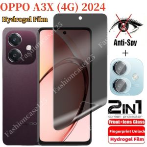 สำหรับ OPPO A3X ฟิล์มไฮโดรเจลป้องกันการสอดแนม5G 4G 2024 2in1เพื่อความเป็นส่วนตัวฟิล์มกันรอยป้องกันเต็มพื้นที่ของหน้าจอกันการสอดแนมสำหรับ Oppo A3x OppoA3x 4G A3 3 X XA3 Pro 4G 5G 2024ฟิล์มป้องกันกล้องฟิล์มบางเพื่อความเป็นส่วนตัว