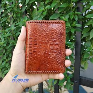 [FREE SHIP] Ví Dáng Đứng Cá Sấu. Nguyên Thân Cá Sấu Nhỏ 2 Mặt Đan Viền Cao Cấp by Ovenis