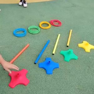 Kids Ring Toss Game Set Colorful Pegs Rings Outdoor Indoor Throwing Game Children Sensory Training Parent Child Interactive Party Toy