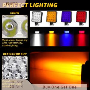 PHYTR HOT 1Pc Spotlight Working Light 12V 48W 16LED ABS+LED High Intensity Truck Off Road Tractor Waterproof Replacement Accessories