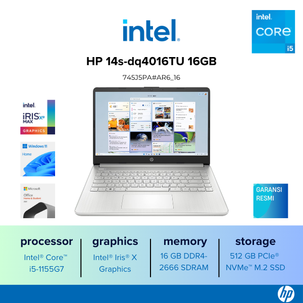 HP 14s-dq4016TU 16GB [Intel Core i5-1155G7/8+8GB/512GB SSD/14″ FHD