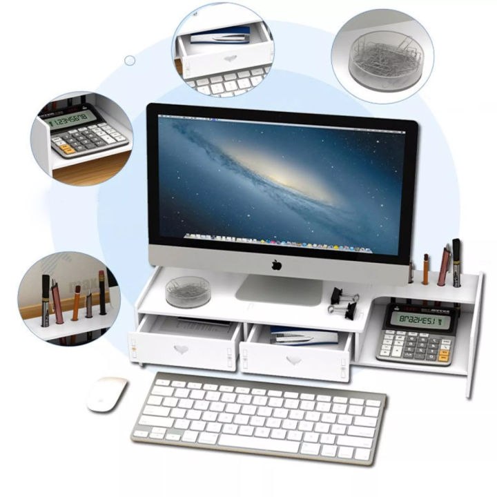 Desk Rack Rinser Free Life Computer Screen Riser Shelf Rack Monitor Stand Riser With Two ...