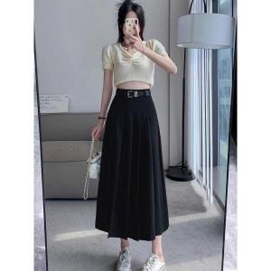 BIKXUKA - Chân váy xếp ly midi dáng dài 90cm cạp cao chiết eo che giấu bụng tôn dáng dễ mặc dễ phối đồ bigsize CV05B