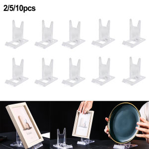 2/5/10PCS Adjustable Clear Acrylic Plaque Display Stand Bracket For Bowl Easel Plate Photo Frames Holder Display Plastic Tag Rack